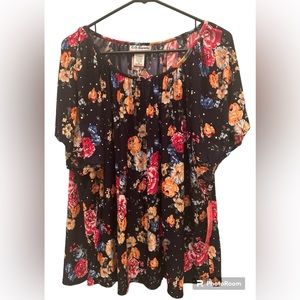 C. D. Daniels Floral embellished short sleeve blouse, 3x